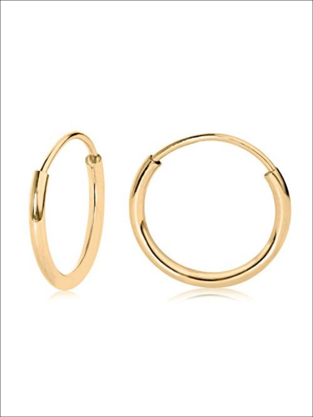 14k Gold Endless Hoop Earrings Lightweight Thin Cartilage Helix Tragus